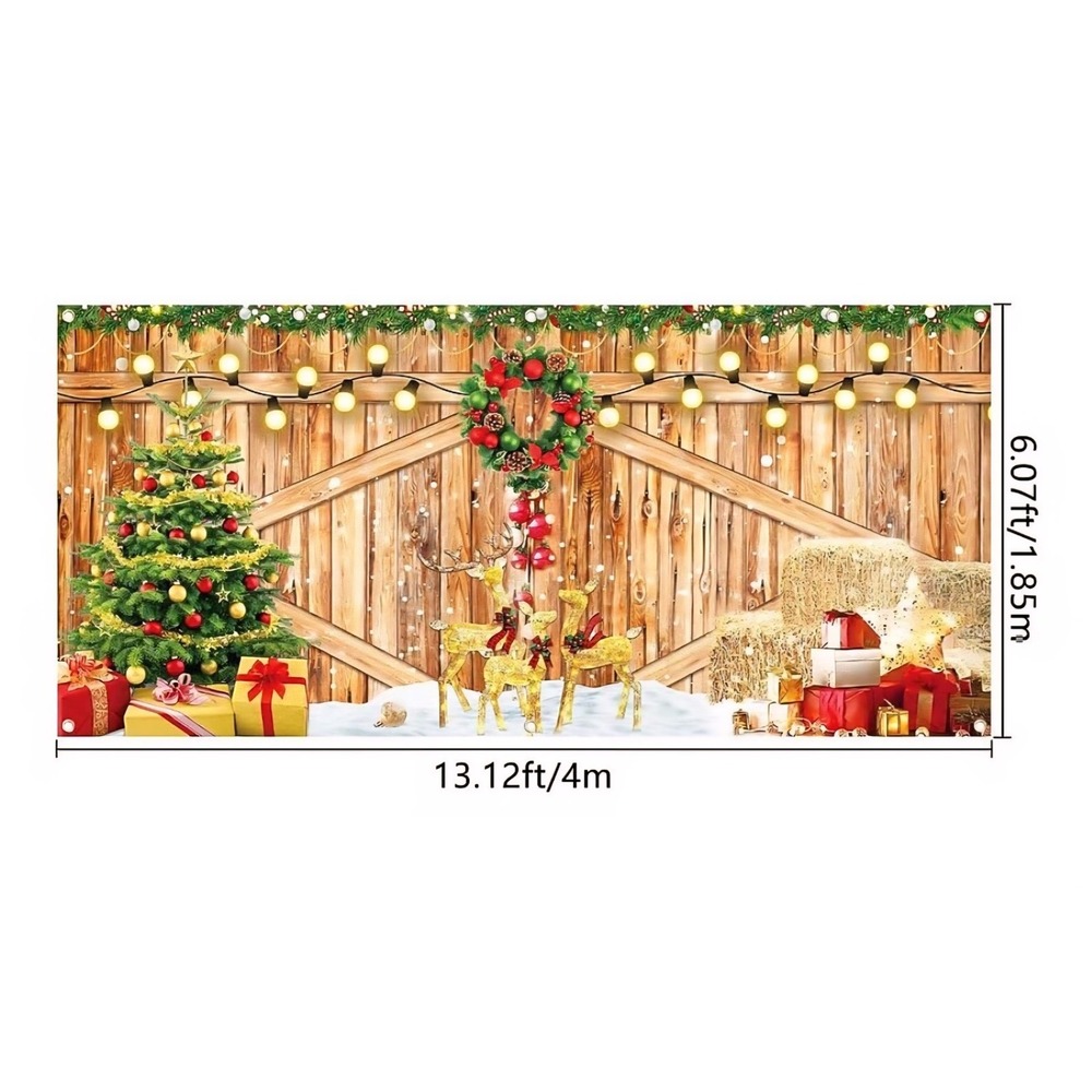 7x13ft Aprox Christmas Barn Wood Photography Backdrop for Holiday Celebrations - Picture 2 of 6